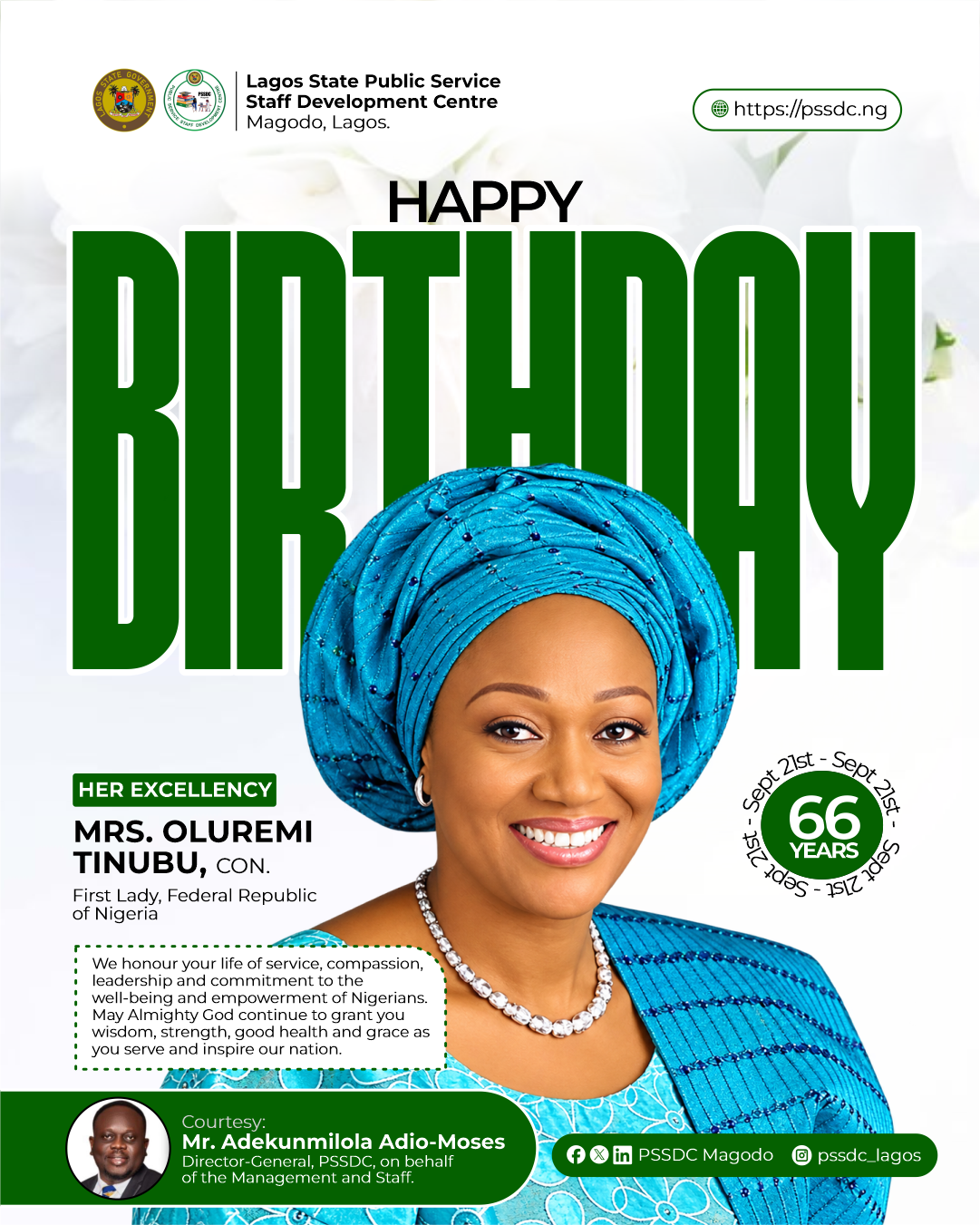 Mrs. Oluremi Tinubu birthday campaign design